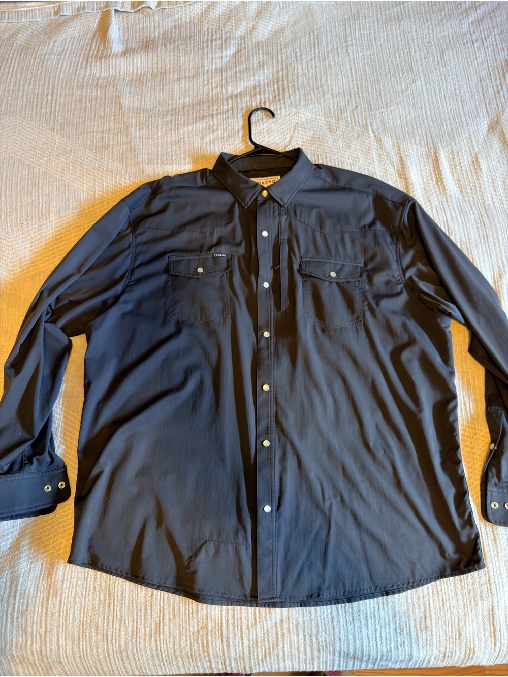 Poncho Men’s XXL Black Long Sleeve Western Snap Shirt Stretch Performance